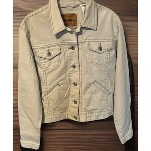 Levi's Denim Trucker Jacket Women's Small Cream‎ Jean Coat 4/6